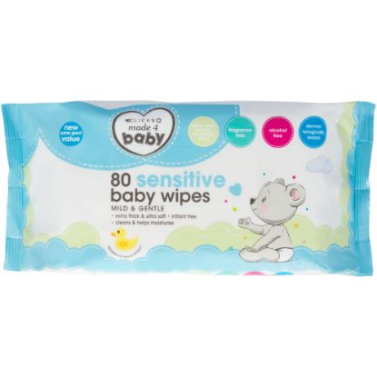 Picture of CLICKS BABY WIPES - SENSITIVE SOOTHING & GENTLE 80 WIPES