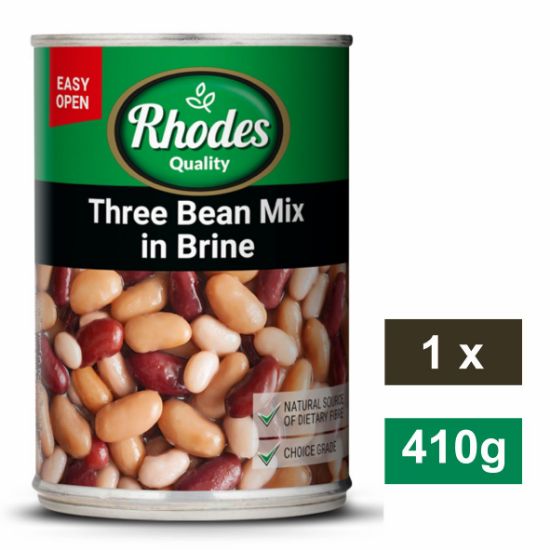 Picture of RHODES 3 BEAN MIX IN BRINE 410g