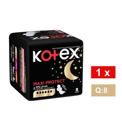 Picture of KOTEX MAXI PROTECT OVER NIGHTER  PADS 8's 