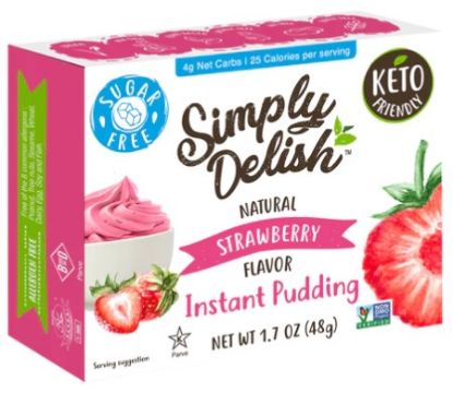 Picture of SIMPLY DELISH SUGAR FREE STRAWBERRY INSTANT PUDDING MIX 48g