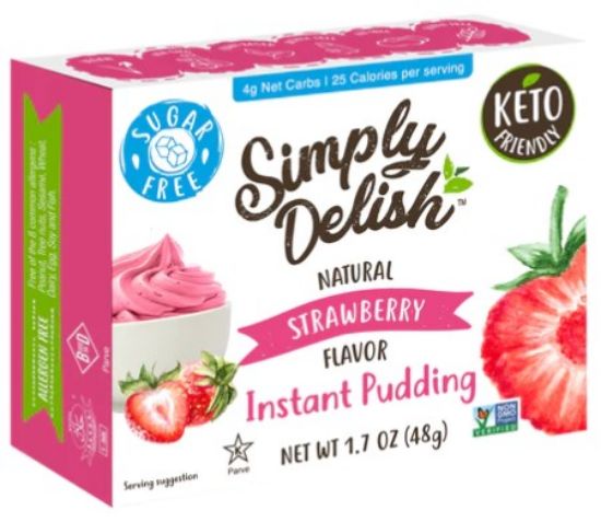 Picture of SIMPLY DELISH SUGAR FREE STRAWBERRY INSTANT PUDDING MIX 48g