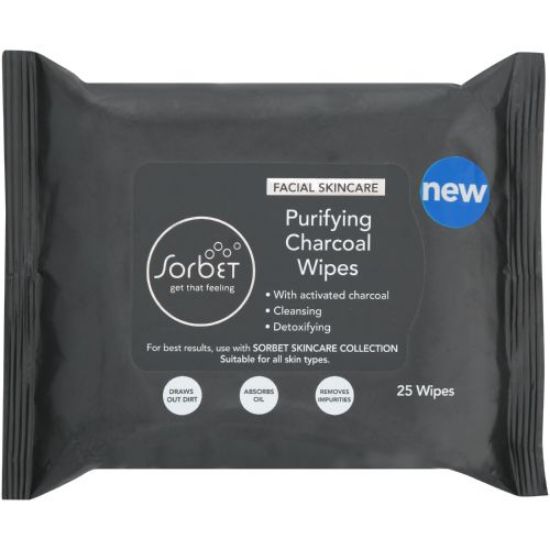 Picture of SORBET FACIAL WIPES CHARCOAL 25’s