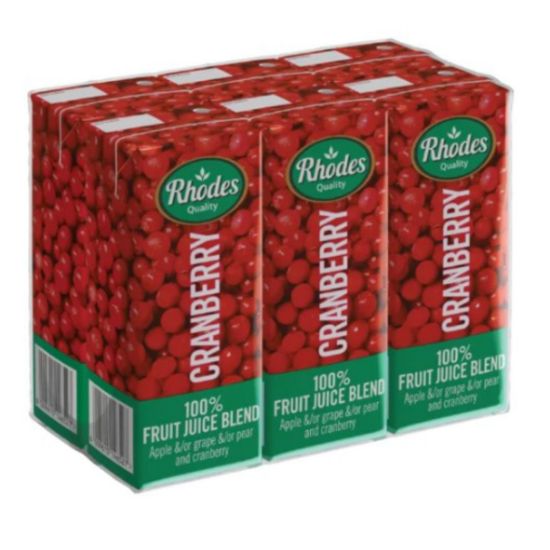 Picture of RHODES QUALITY 100% CRANBERRY JUICE 6x200ml 