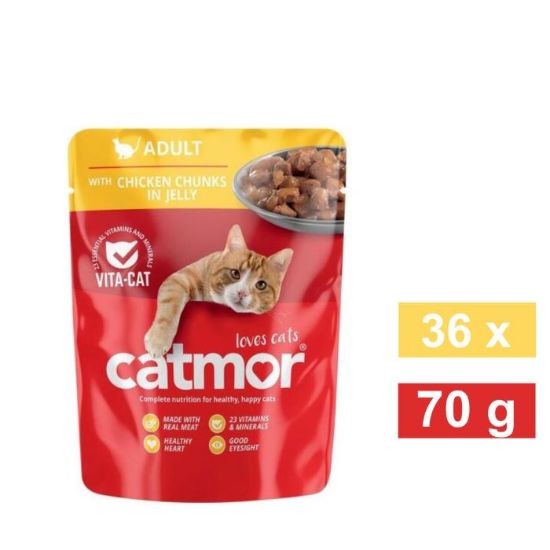 Picture of CATMOR CAT WET FOOD POUCH JELLY - CHICKEN 36x70g 