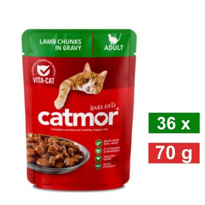 Picture of CATMOR CAT WET FOOD POUCH GRAVY - LAMB 36x70g