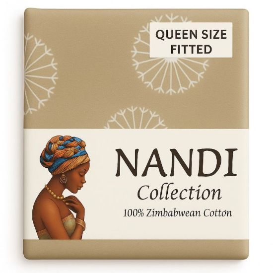 Picture of NANDI DANDELION MUSHROOM BED LINEN SET FITTED - QUEEN 100% COTTON