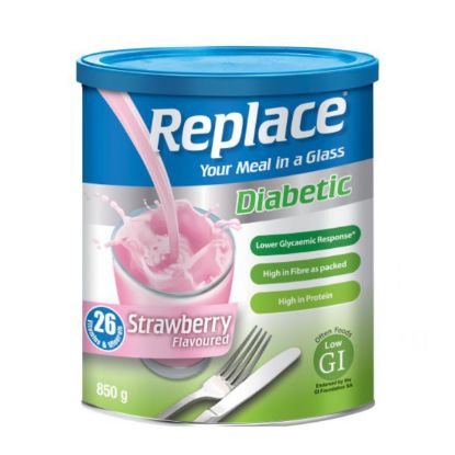 Picture of REPLACE DIABETIC MEAL REPLACEMENT STRAWBERRY FLAVOURED 850g 