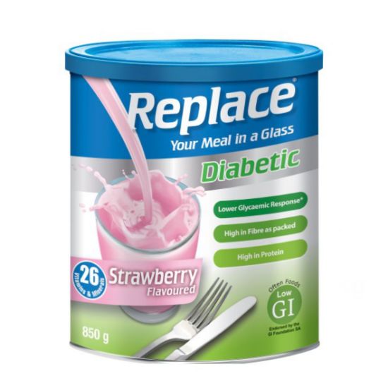 Picture of REPLACE DIABETIC MEAL REPLACEMENT STRAWBERRY FLAVOURED 850g 