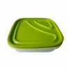 Picture of CLEAR 2 COMPARTMENTS GREEN LID ROUND LUNCH BOX