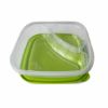 Picture of CLEAR 2 COMPARTMENTS GREEN LID ROUND LUNCH BOX
