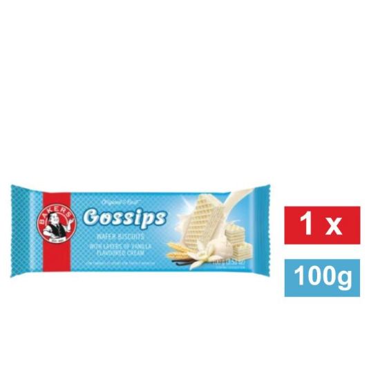 Picture of BAKERS GOSSIPS VANILLA FLAVOURED WAFER BISCUITS 100g
