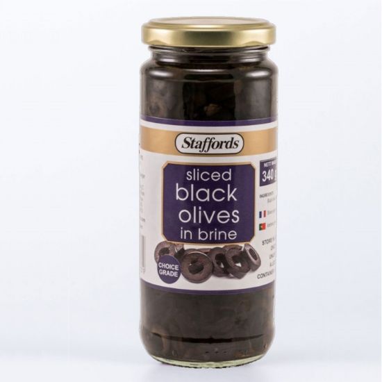 Picture of STAFFORDS BLACK OLIVES - SLICED 340g