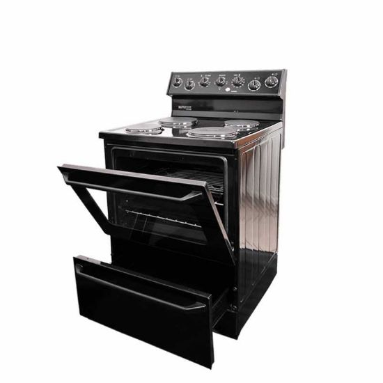 Picture of SUPERIOR PRINCESS 4 PLATE STANDARD BLACK FULL GLASS ELECTRIC STOVE