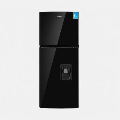 Picture of 340L TOP FREEZER/BOTTOM FRIDGE - WATER DISPENSER - GLASS DOOR PIANO BLACK