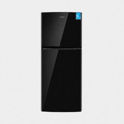 Picture of 370L TOP FREEZER/BOTTOM FRIDGE - GLASS DOOR PIANO BLACK
