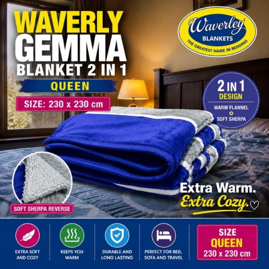 Picture of WAVERLEY GEMMA 2 IN 1 BLANKET - QUEEN