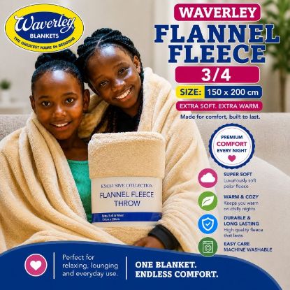 Picture of WAVERLEY FLANNEL FLEECE THROW - 3/4