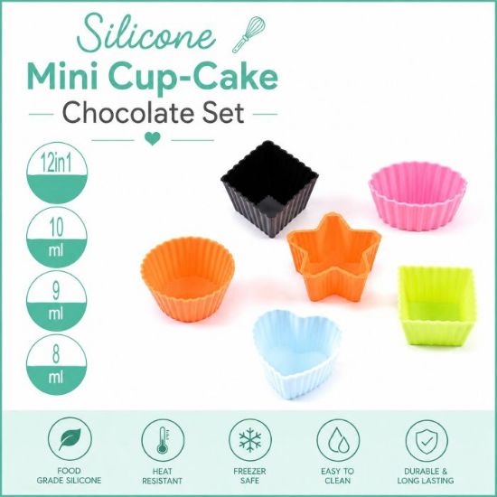 Picture of SILICONE MINI CUP-CAKE CHOCOLATE SET 12pc