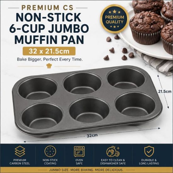 Picture of PREMIUM CS NON-STICK 6-CUP JUMBO MUFFIN PAN 32x21.5cm