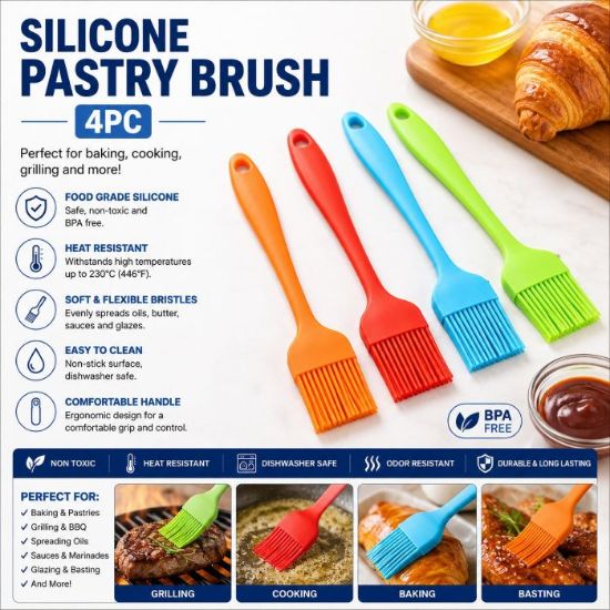 Picture of SILICONE PASTRY BRUSH 4pc