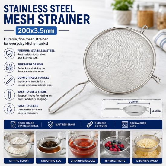 Picture of STAINLESS STEEL MESH STRAINER 200x3.5mm