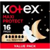 Picture of KOTEX MAXI PROTECT ALL NIGHTER DUO PADS 16's