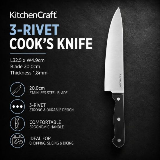 Picture of KITCHENCRAFT 3-RIVET COOK'S KNIFE 20cm