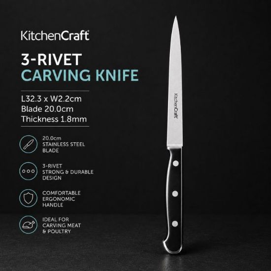 Picture of KITCHENCRAFT 3-RIVET CARVING KNIFE 20cm