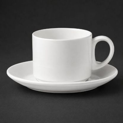 Picture of VITRIFIED STACKABLE TEA CUP 180ml. & RIMMED SAUCER 15.5cm. 6pc