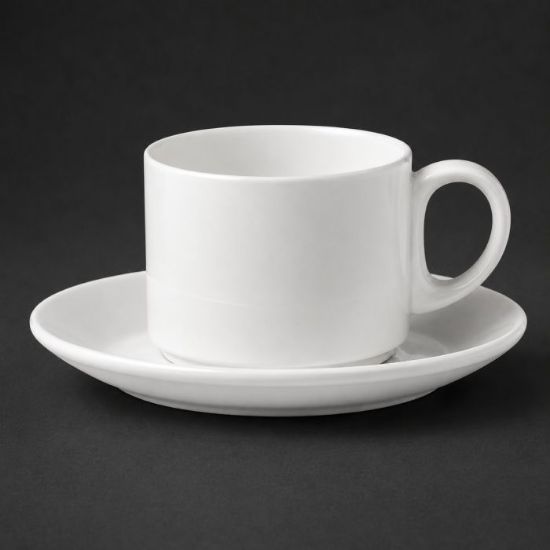 Picture of VITRIFIED STACKABLE TEA CUP 180ml. & RIMMED SAUCER 15.5cm. 6pc
